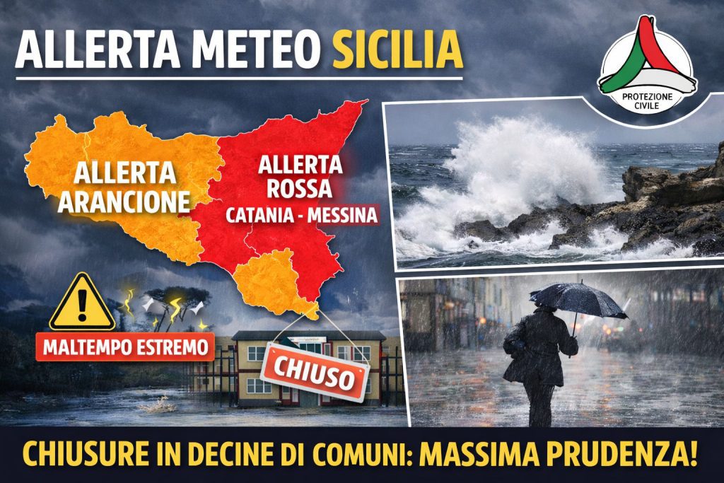 Maltempo, allerta rossa in Sicilia orientale: scuole chiuse in 30 comuni