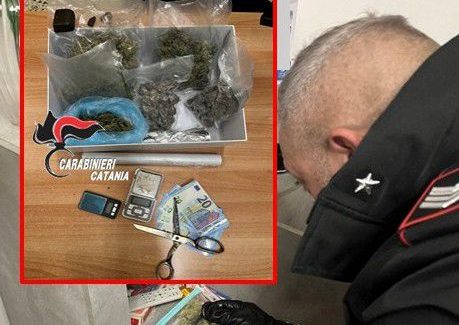 Spaccio a Ragalna: i Carabinieri lo vedono dalla finestra mentre prepara le dosi. Arrestato 31enne