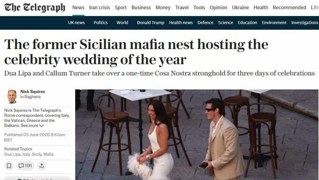 Nozze Dua Lipa, Schifani e Lagalla contro il Telegraph: “La Sicilia non è un covo di mafia. Pretendiamo scuse”