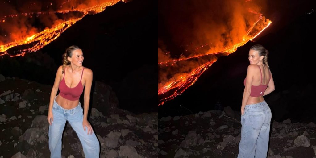 Diletta Leotta sul vulcano con “Etna is on fire”: bufera social con accuse di cattivo esempio